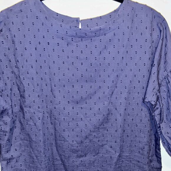 Fitzroy & Willa XS Dress Navy Blue Eyelet Puff Sleeve Preppy Classy Minimal Corp - Picture 1 of 11
